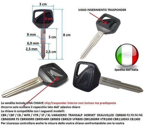 Chiave vergine honda cbr - chiave,