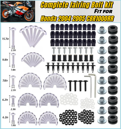 Complete silver fairing bolt - silver,